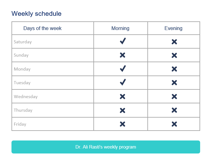 برنامه هفتگی Dr. Rasti